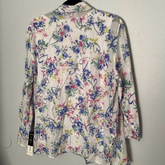 Alfred Dunner Twin Set Tank & Button Down Shirt Blue Pink White Size Medium NWT - Picture 8 of 9